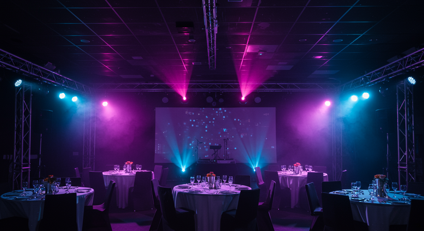 Evento corporativo com iluminação profissional